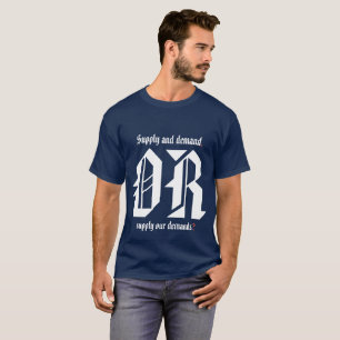 需要と供給(赤く、白く、および青の版)の Tシャツ