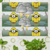 震える雨の日ペンギンThunder_Cove キッチンタオル (折り畳み)