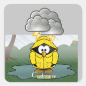震える雨の日ペンギンThunder_Cove スクエアシール (正面)