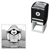 震える雨の日ペンギンThunder_Cove セルフインキングスタンプ (インサイチュ)