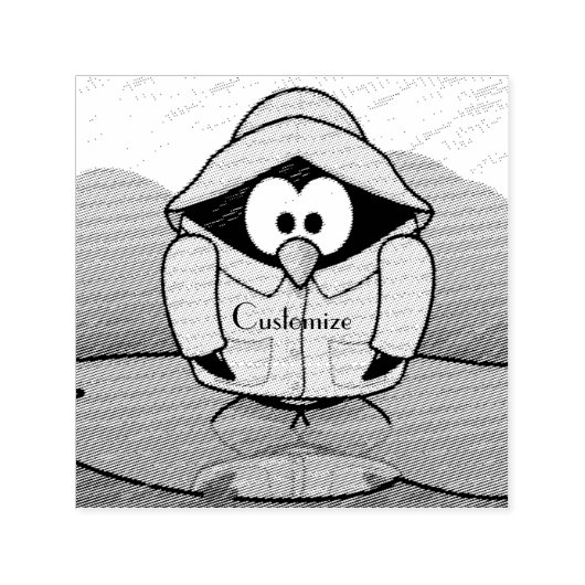 震える雨の日ペンギンThunder_Cove セルフインキングスタンプ (デザイン)