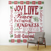 霊の赤緑色のモノグラムのクリスマスフルーツ タペストリー (インサイチュ)