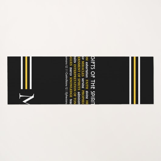 霊スタイリッシュキリスト教モノグラムのブラックギフト ヨガマット (裏面(横))