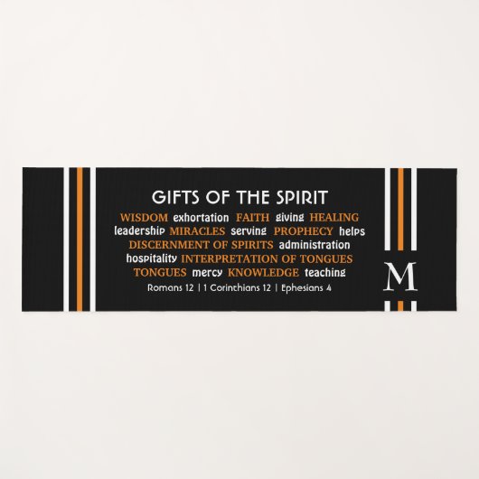 霊スタイリッシュキリスト教モノグラムのブラックギフト ヨガマット (正面(横))