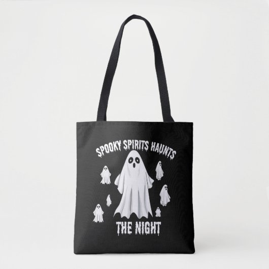 霊不気味が夜を告げる – ハロウィーンTシャツ トートバッグ (正面)