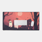 霊園をさまようハロウィンの幽霊 デスクマット (キーボード&マウス)