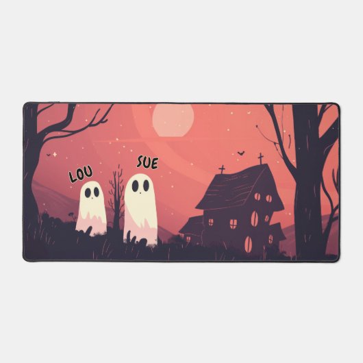霊園をさまようハロウィンの幽霊 デスクマット (正面)