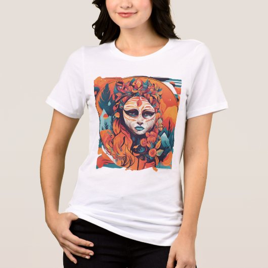 「霊性祝:ヒンドゥー教の神Tシャツ集まる トライブレンドTシャツ (正面)
