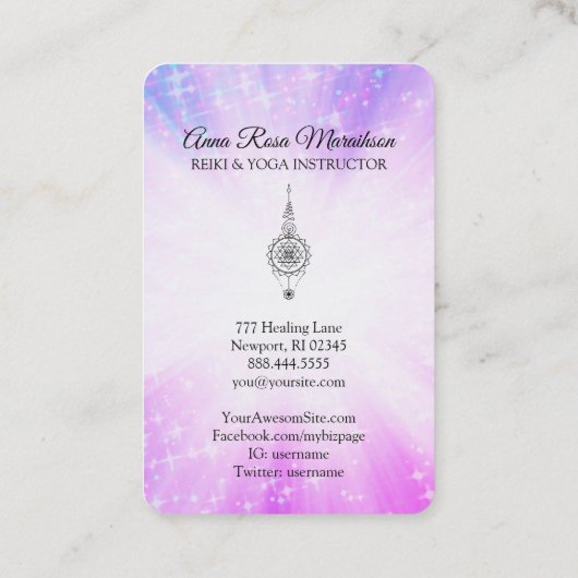 *~*霊気のエネルギーを癒すスパークルレイニルヴァーナ 名刺 (裏面)