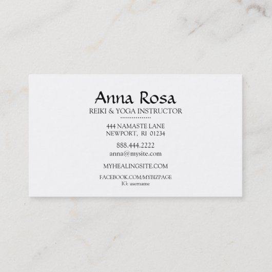 *~*霊気のエネルギー修復光線虹の輝き 名刺 (裏面)