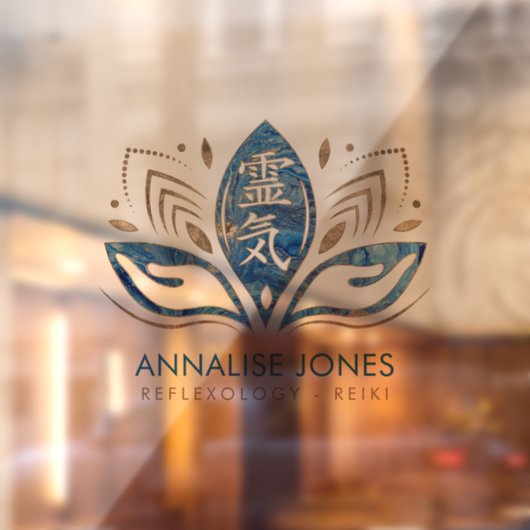 霊気のシンボルと手のロータスブルー ウィンドウサイン (シート2)