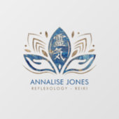 霊気のシンボルと手のロータスブルー ウィンドウサイン (シート)