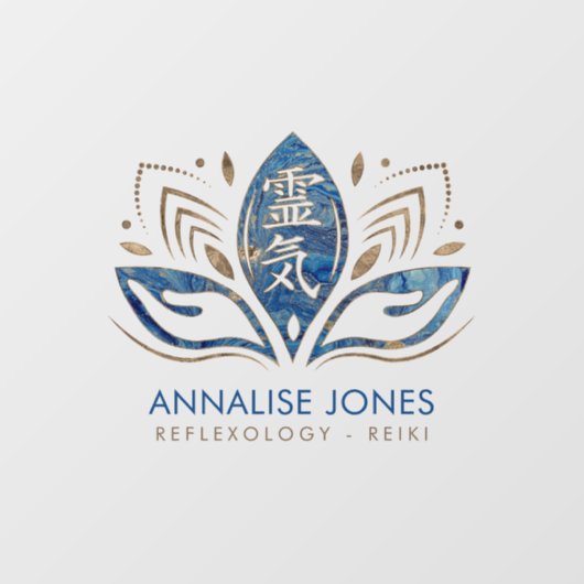 霊気のシンボルと手のロータスブルー ウィンドウサイン (シート)