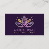 霊気のシンボルと手Lotus Fluoriteと金ゴールド 名刺 (正面)