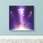 霊気のシンボルと紫色の光の癒し手 キャンバスプリント (インサイチュ (ウッドフロア))