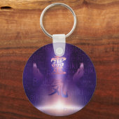 霊気のシンボルと紫色の光の癒し手 キーホルダー (正面)