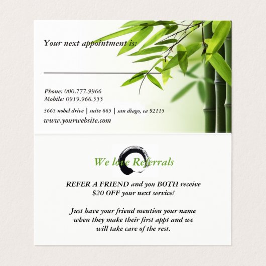 霊気のスパのヨガW/Appointment及び紹介 名刺 (内部フラット)