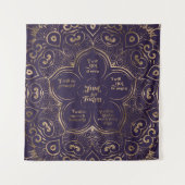 霊気の主義-霊気の教訓の紫色および金ゴールド タペストリー (正面)