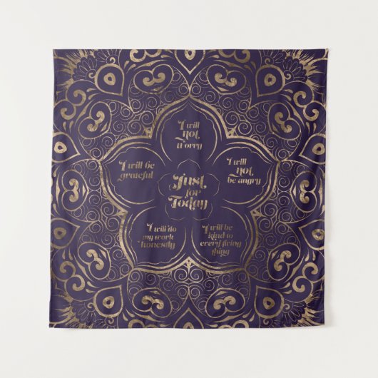 霊気の主義-霊気の教訓の紫色および金ゴールド タペストリー (正面)