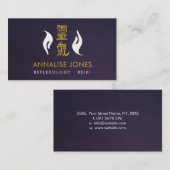 霊気の治療手および金ゴールドの記号 名刺 (正面/裏面)