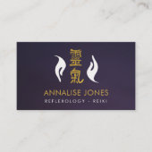 霊気の治療手および金ゴールドの記号 名刺 (正面)