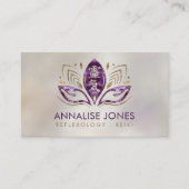霊気の記号と手のLotusのアメジストと金ゴールド 名刺 (正面)