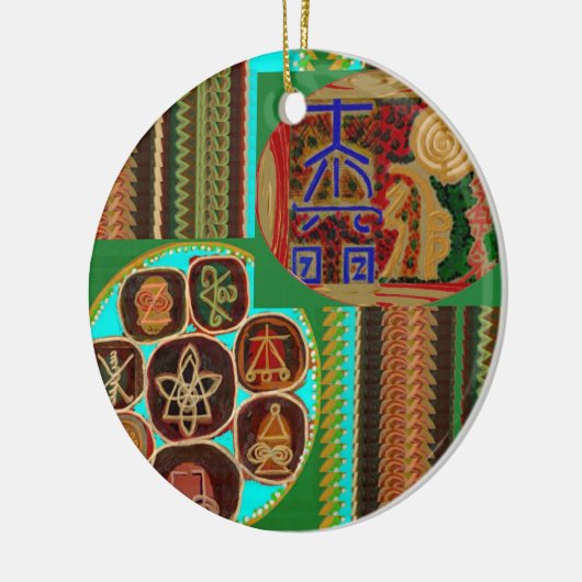 霊気のKarunaの治療の記号のヴィンテージの心配のギフト99 セラミックオーナメント (左)