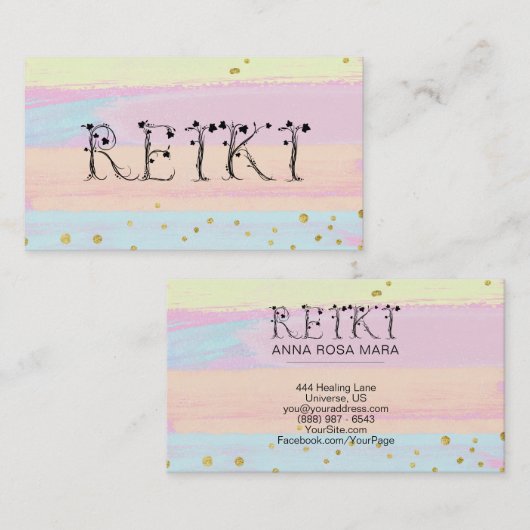 *~*霊気アイビータイポグラフィ抽象芸術パステル 名刺 (正面/裏面)