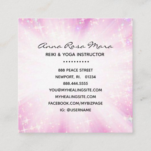 *~*霊気エネルギーヒーリングレイライトワーカーグリッター スクエア名刺 (裏面)