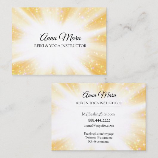 ~霊気エネルギー金ゴールド癒し輝き 名刺 (正面/裏面)