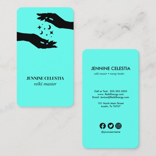 霊気ハンズターコイズスピリチュアルヒーラー 名刺 (正面/裏面)