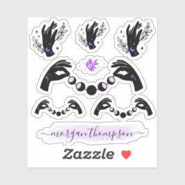 霊気ハンズ&ムーンフェイズ名パーソナライズされたのロゴ シール