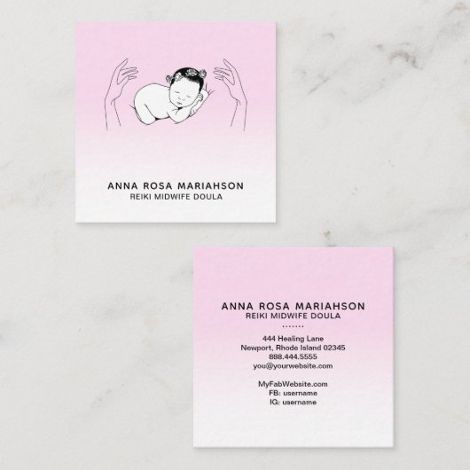 *~*霊気バージング助産師誕生コーチドゥラ スクエア名刺 (正面/裏面)