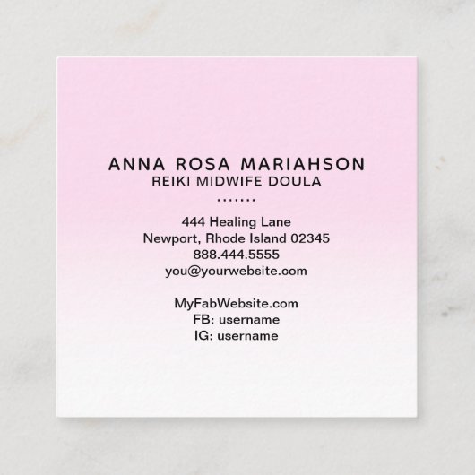 *~*霊気バージング助産師誕生コーチドゥラ スクエア名刺 (裏面)