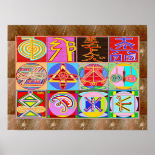 霊気ヒーリングシンボルグルマスタースピリチュアルコズミック ポスター