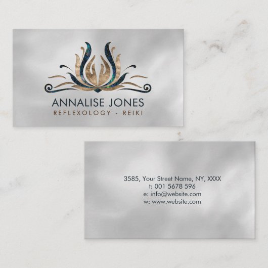 霊気ヒーリングハンズインロータスアワロンと金ゴールド 名刺 (正面/裏面)