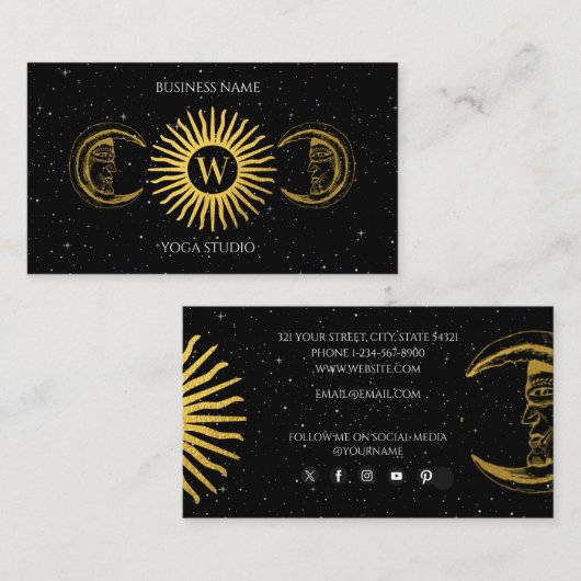 霊気ホリスティック聖なる天日月の神聖なモノグラム 名刺 (正面/裏面)