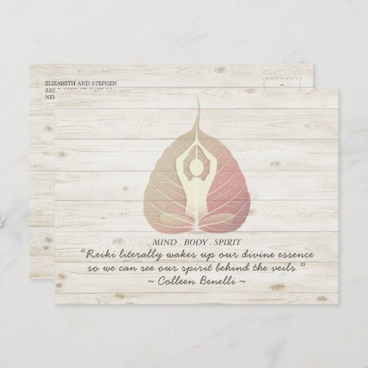 霊気マスタおよびヨガ仲介インストラクター引用文 ポストカード (正面/裏面)