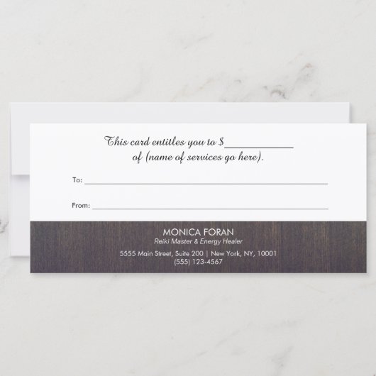 霊気マスターおよびエネルギーヒーラーギフト証明書 (裏面)