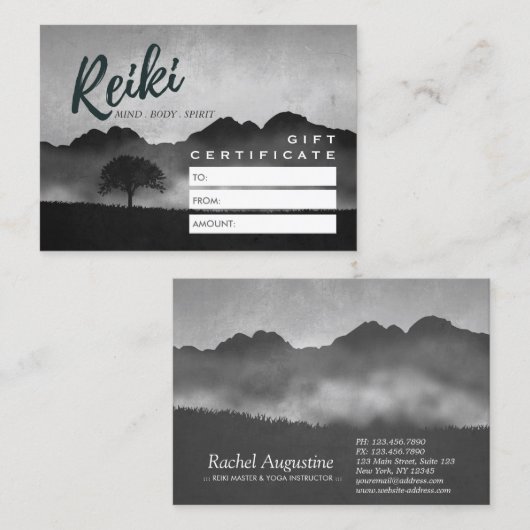 霊気マスターヨガインストラクターギフト券カード 割引カード (正面/裏面)