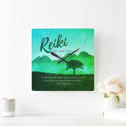 霊気マスターヨガ仲介インストラクター引用文 スクエア壁時計 (ホーム)