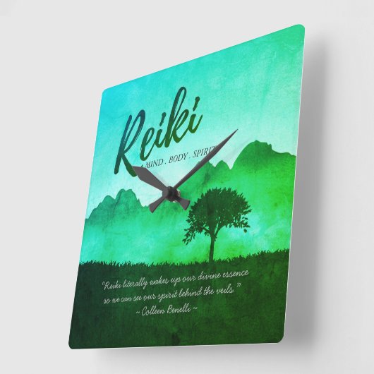 霊気マスターヨガ仲介インストラクター引用文 スクエア壁時計 (傾斜)