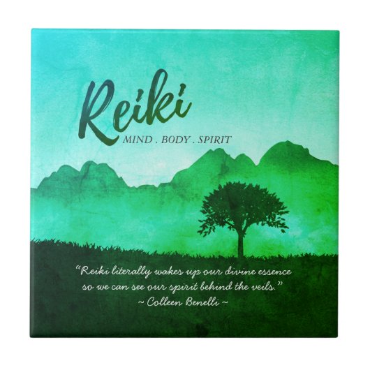 霊気マスターヨガ仲介インストラクター引用文 タイル (正面)