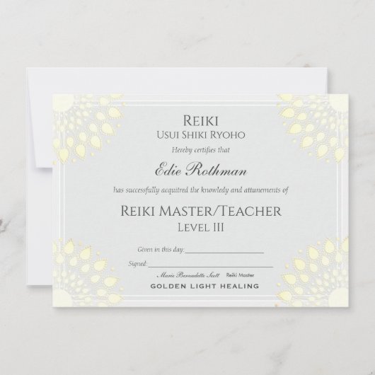 霊気マスターLotus修了証明書賞 招待状 (正面)