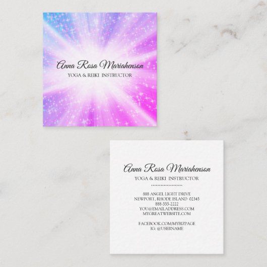 *~*霊気マッサージのエネルギー癒しのきらめき光 スクエア名刺 (正面/裏面)