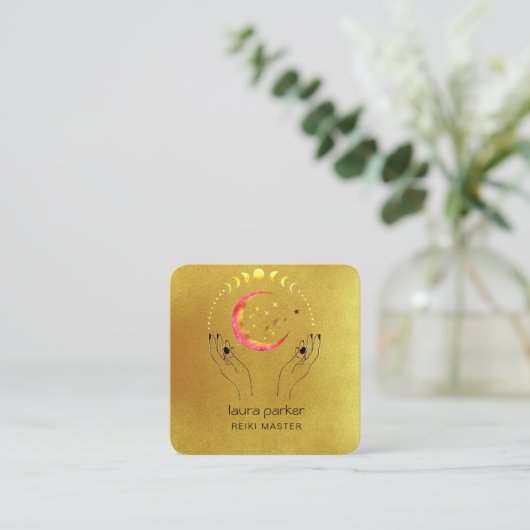 霊気ヨガヒーリングハンズクレセントムーンフェイズ スクエア名刺 (スタンド正面)