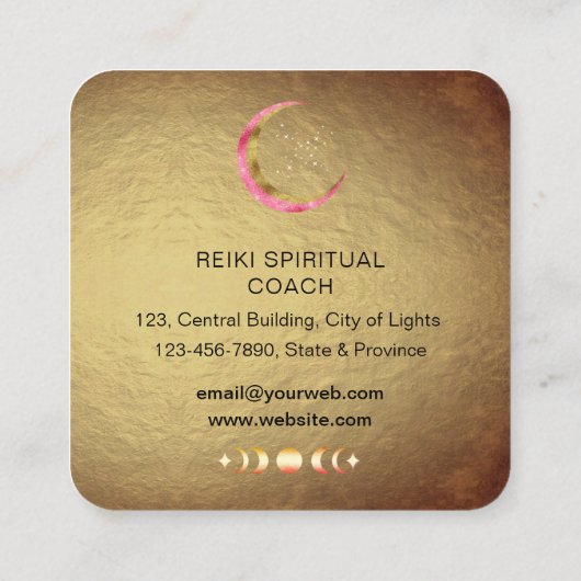 霊気ヨガヒーリングハンズクレセントムーンフェイズ スクエア名刺 (裏面)