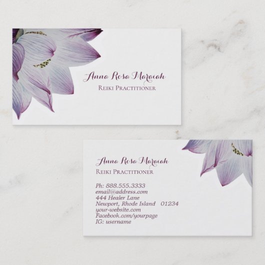 *~*霊気ヨガLotus Energy Healer Light Filled 名刺 (正面/裏面)