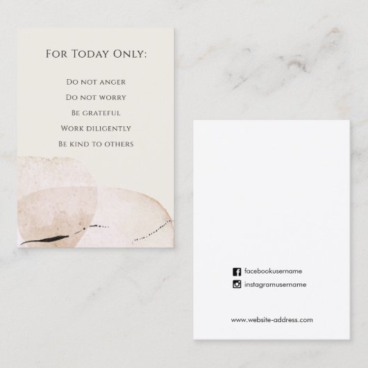 霊気原則、戒律 名刺 (正面/裏面)