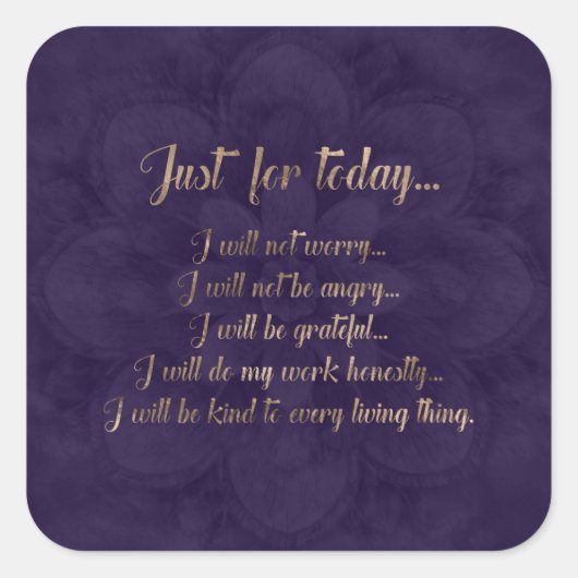 霊気原則 – 金ゴールド上のパープルロータス スクエアシール (正面)